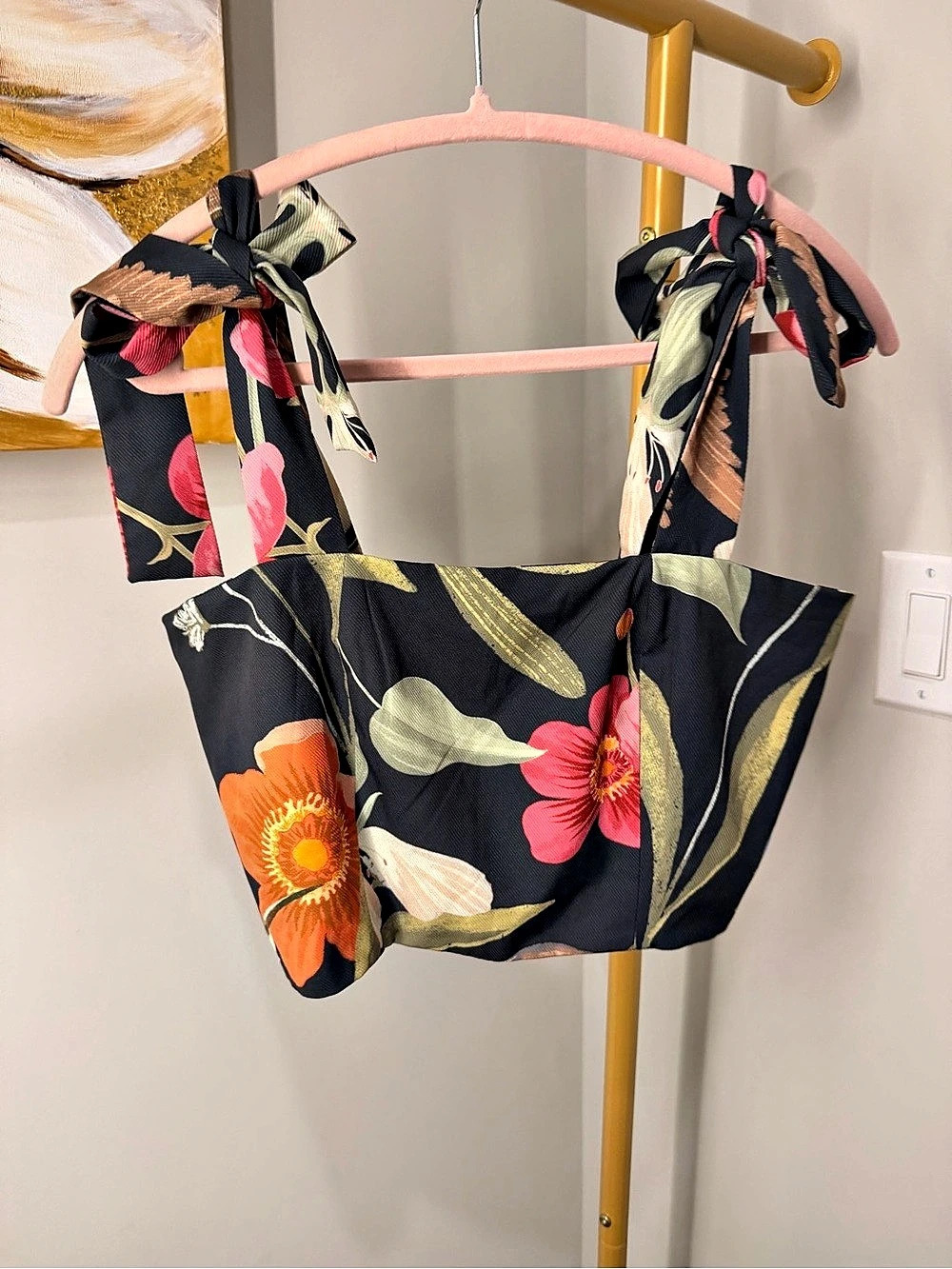 Arkitect Floral Bikini Top in Black Size 7 Like New